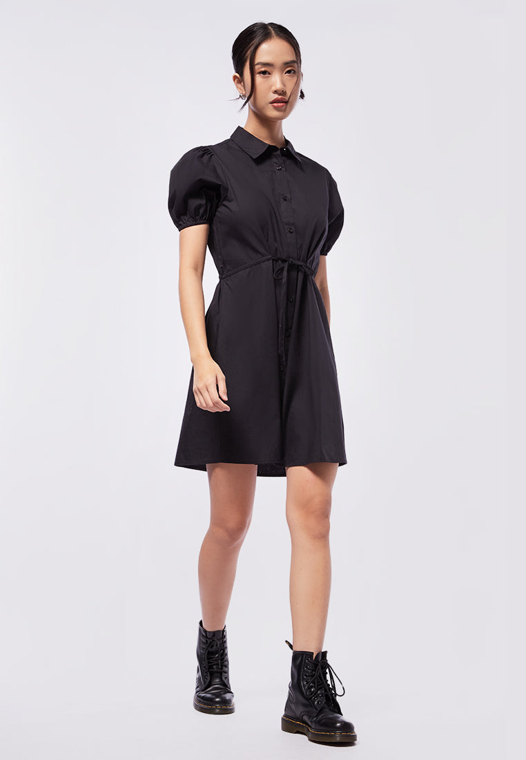 Balloon Sleeves Mini Shirt Dress