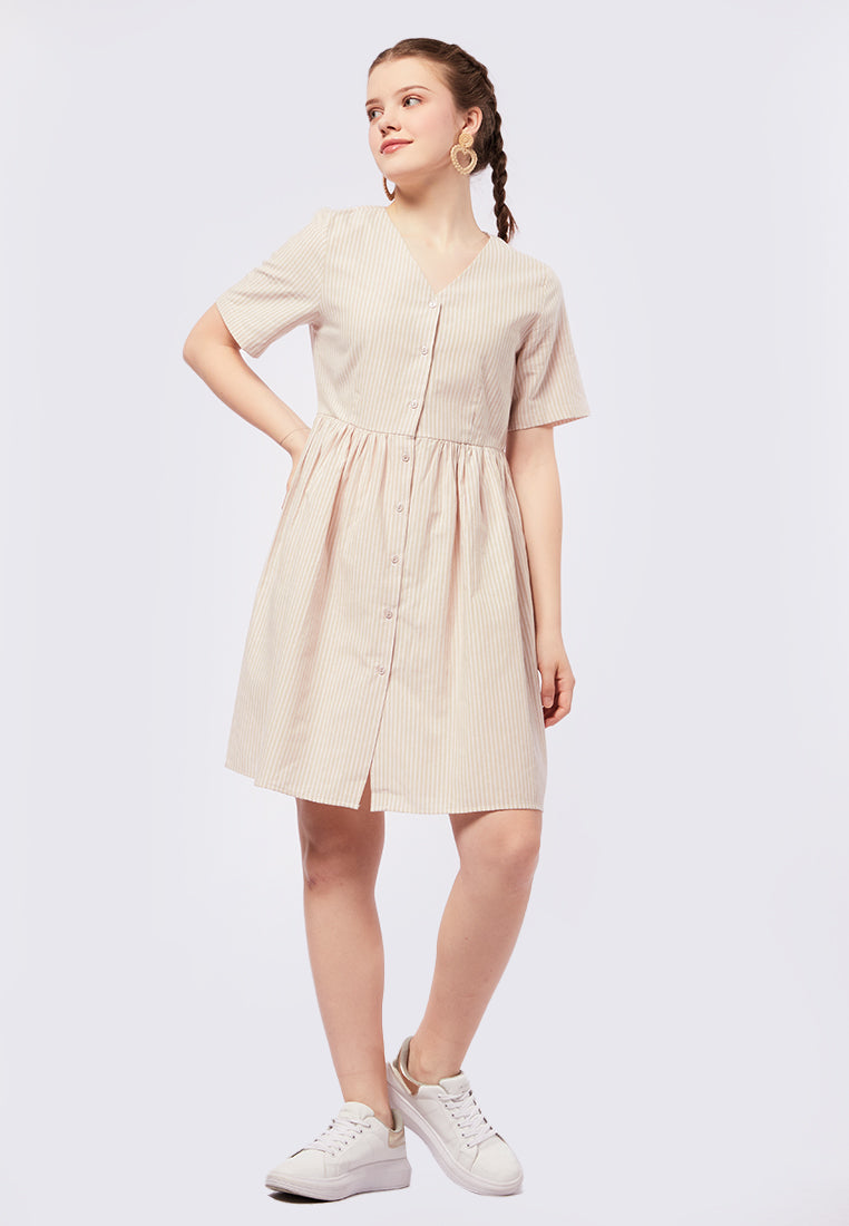 Printed V-Neck Mini Dress