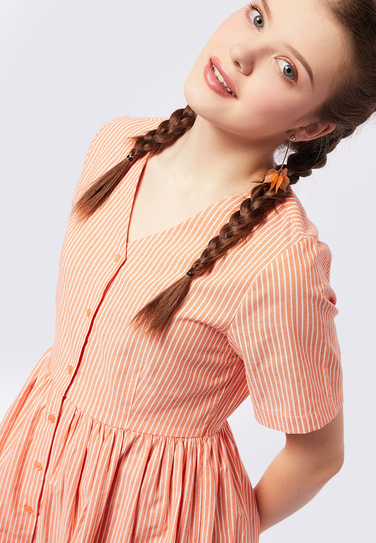 Printed V-Neck Mini Dress