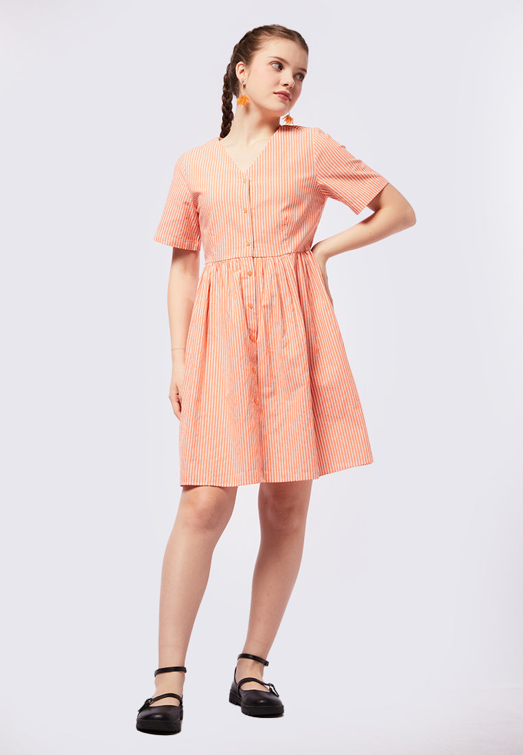 Printed V-Neck Mini Dress