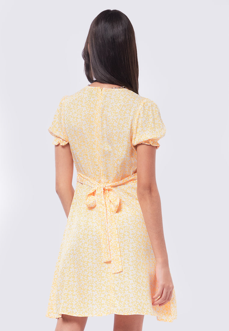 V-Neck Printed Mini Dress