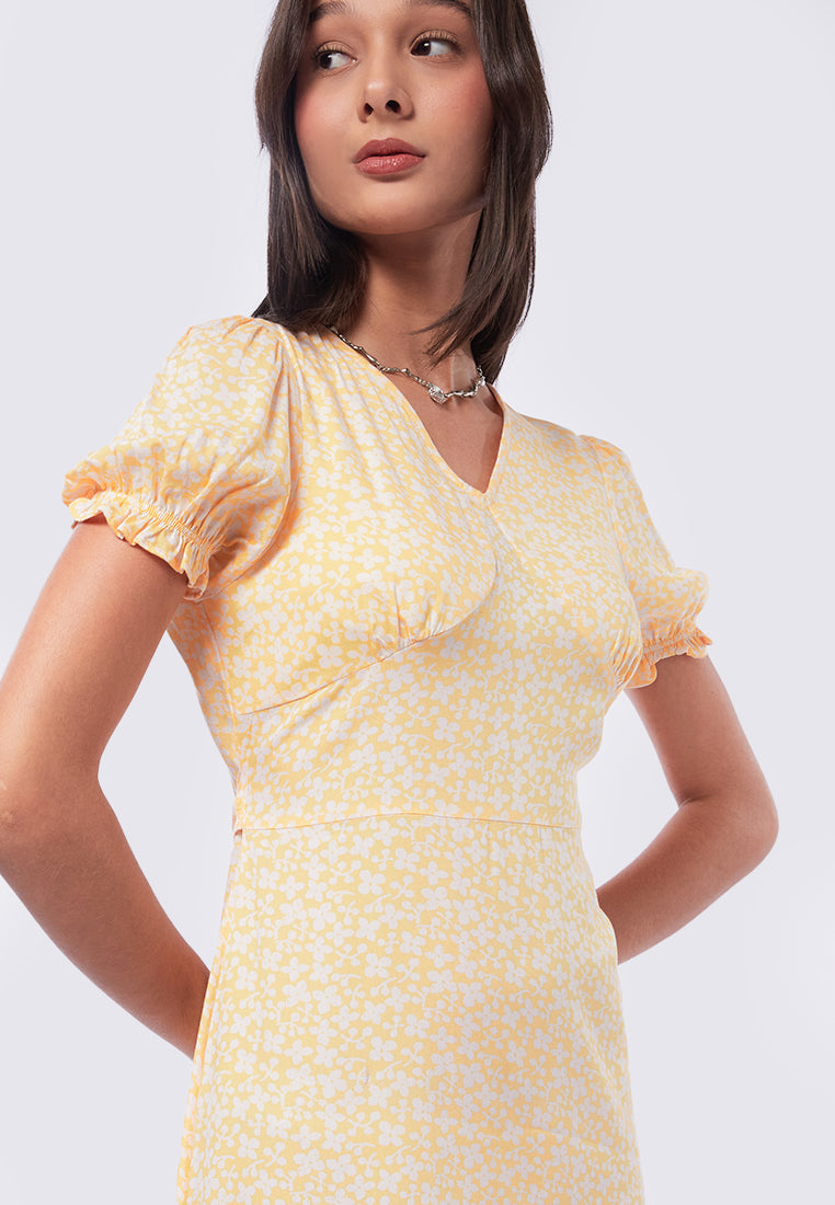 V-Neck Printed Mini Dress