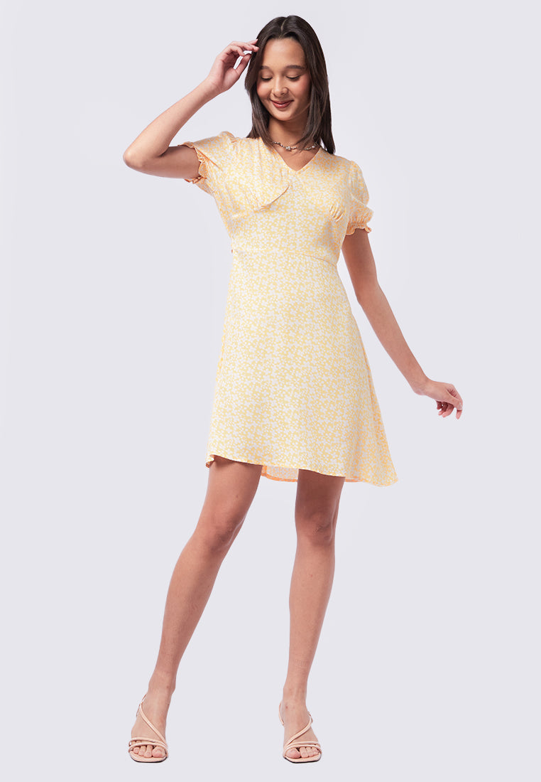V-Neck Printed Mini Dress