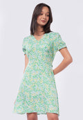 V-Neck Printed Mini Dress