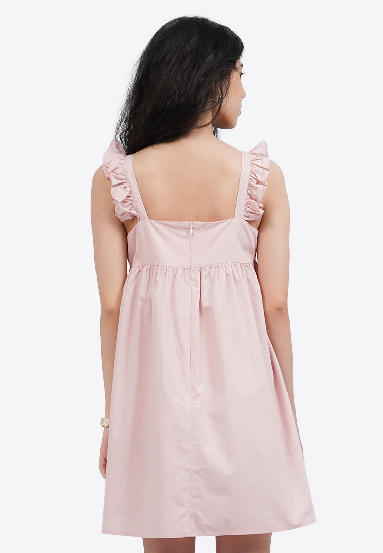 Sleeveless Mini Dress with Frills Strap