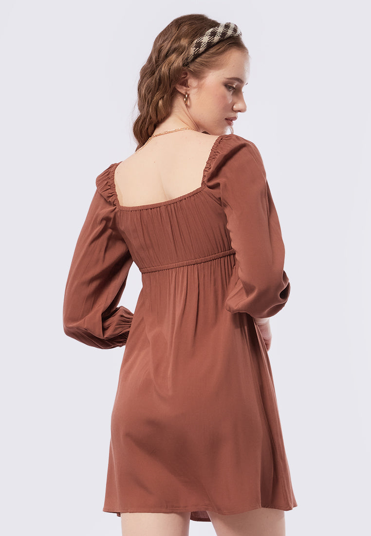 Puff Sleeves Mini Dress