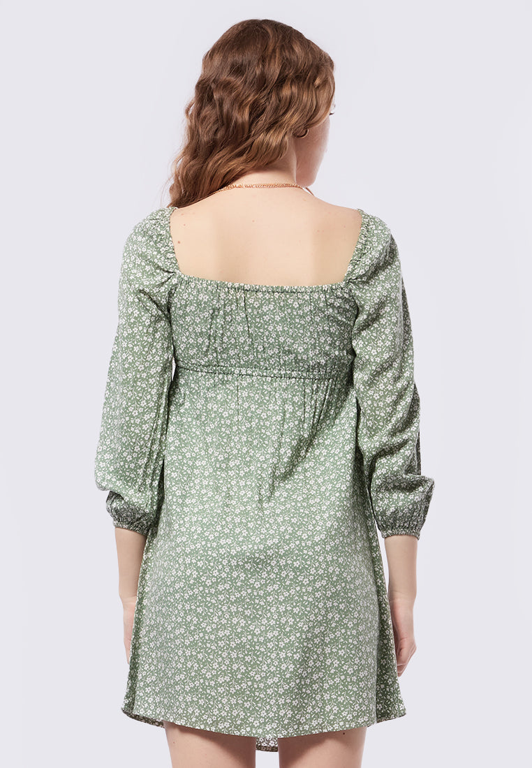 Puff Sleeves Mini Dress