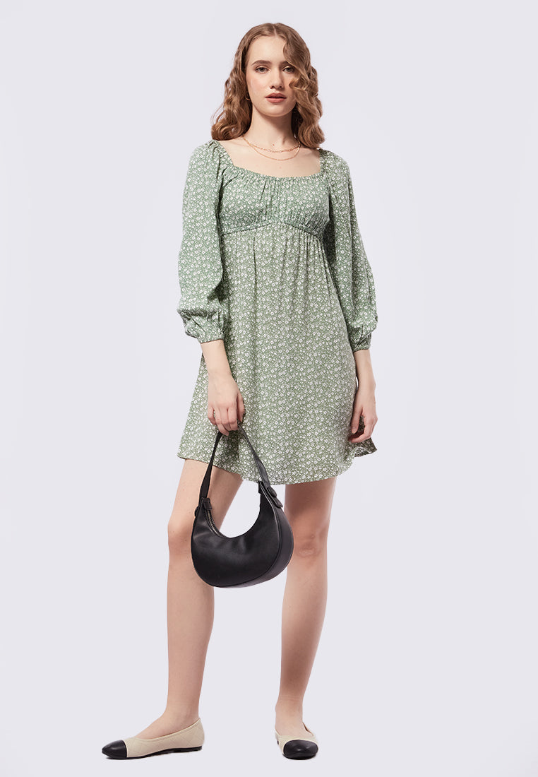 Puff Sleeves Mini Dress