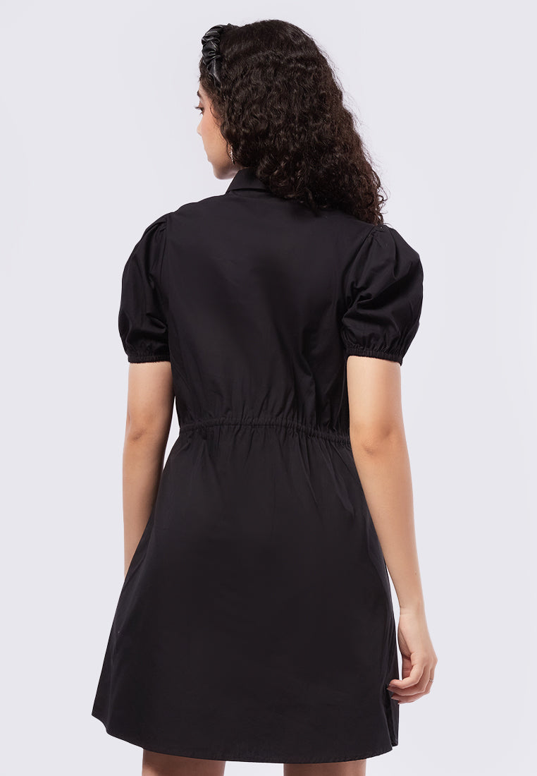Balloon Sleeves Mini Shirt Dress