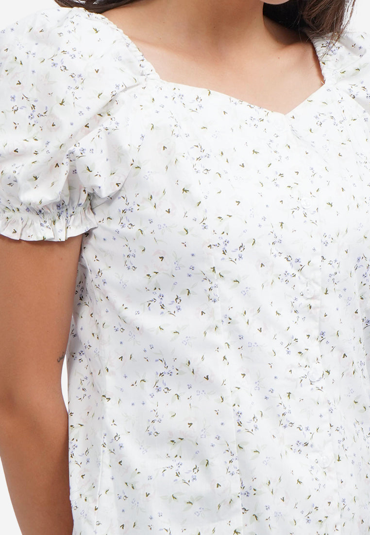 Printed Puff Sleeve Mini Dress
