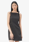Ribbon Halter Mini Dress Black