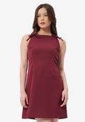 Ribbon Halter Mini Dress Dark Red