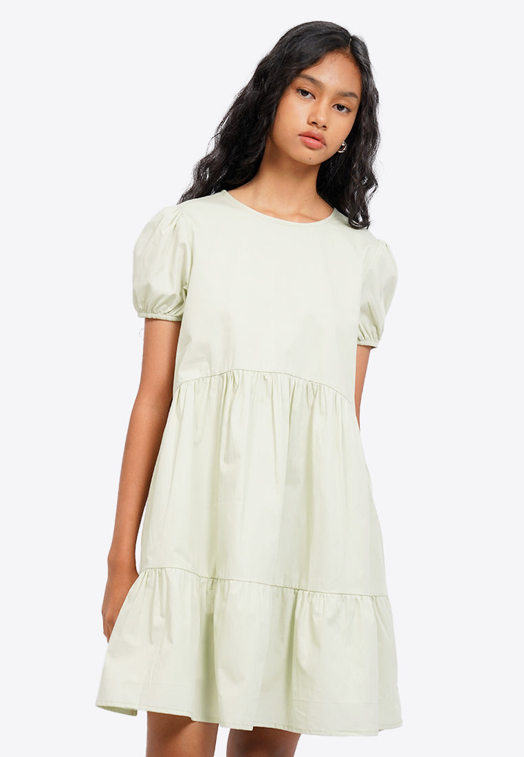 Puff Sleeve Tiered Mini Dress