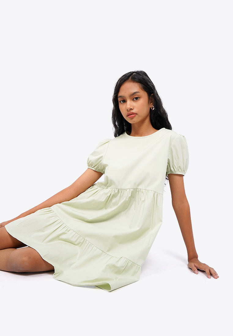 Puff Sleeve Tiered Mini Dress