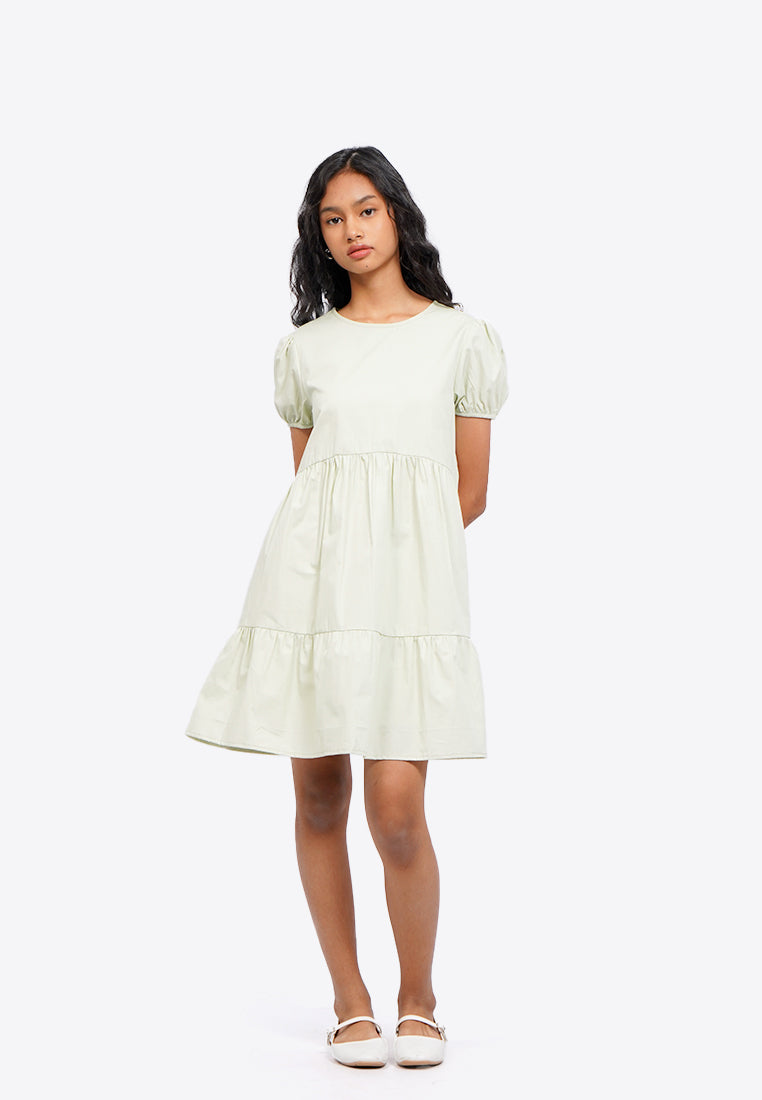 Puff Sleeve Tiered Mini Dress