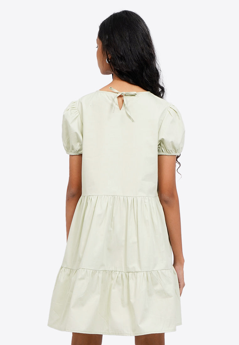 Puff Sleeve Tiered Mini Dress