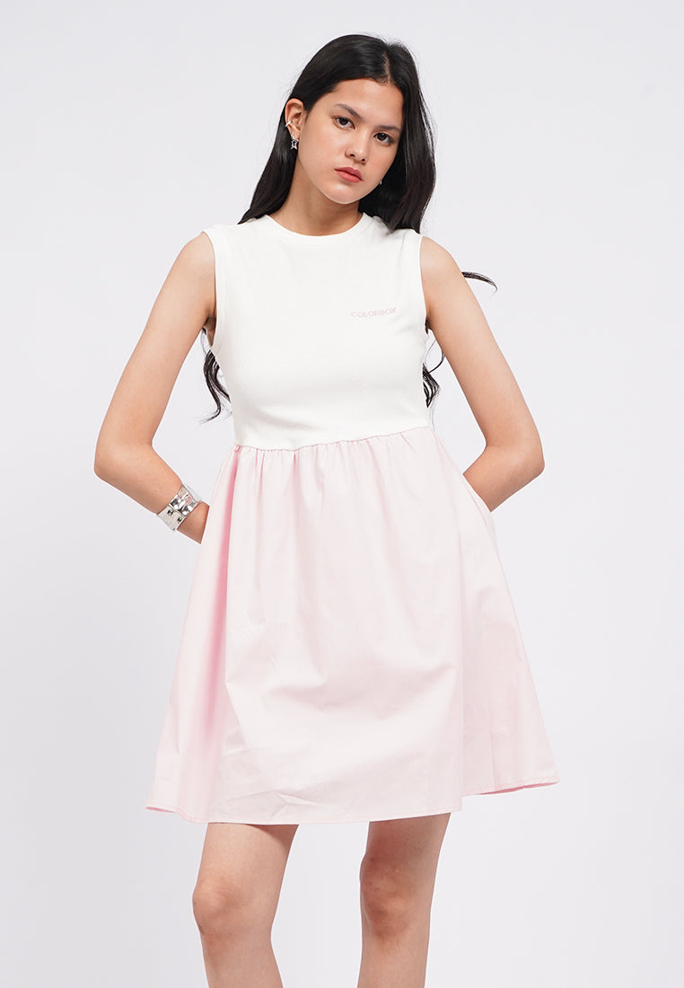 Contrast Sleeveless Mini Dress