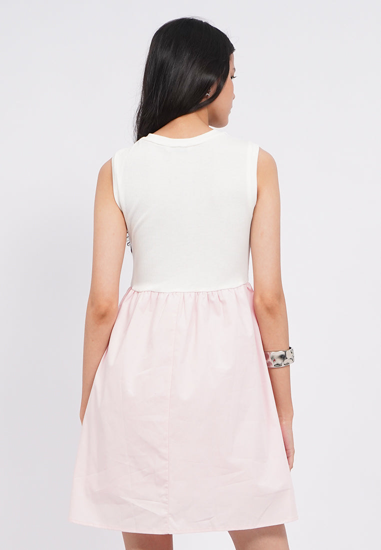 Contrast Sleeveless Mini Dress