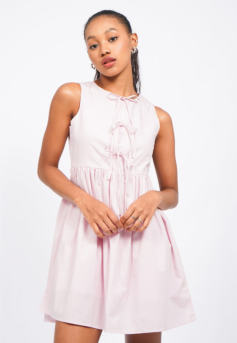Tied Front Sleeveless Mini Dress