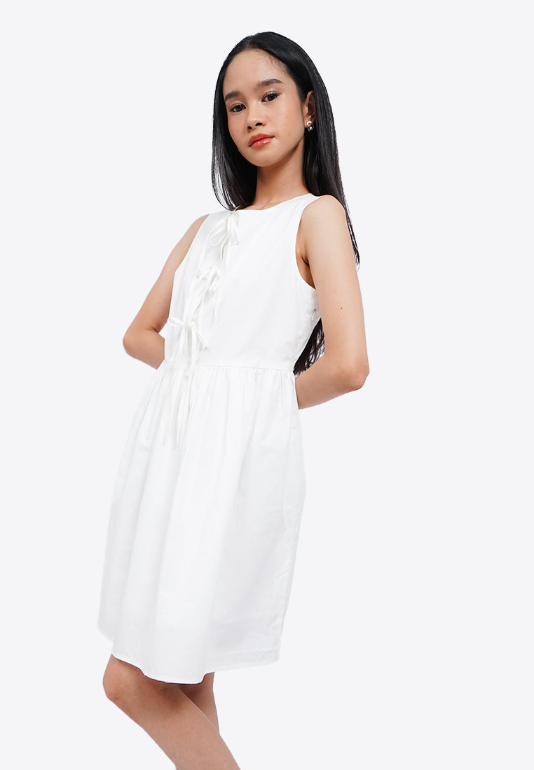 Tied Front Sleeveless Mini Dress