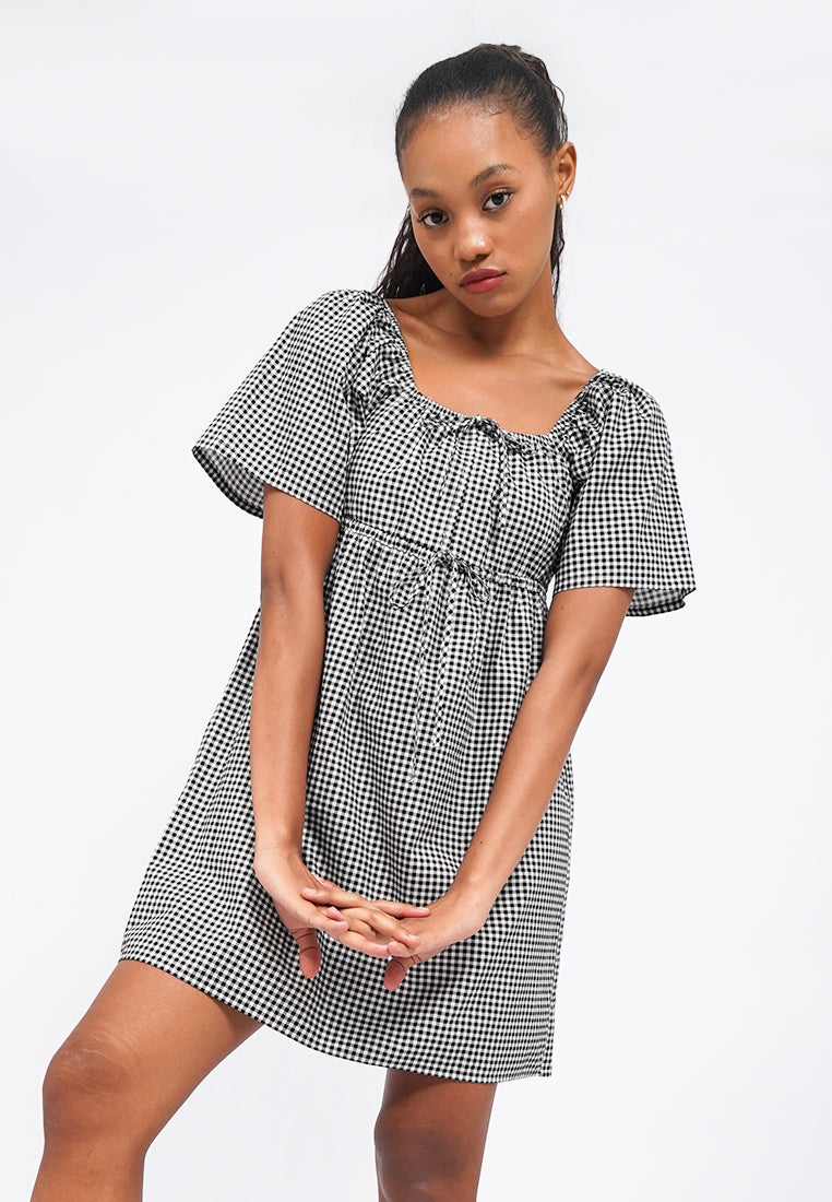 Gingham Short Sleeve Mini Dress
