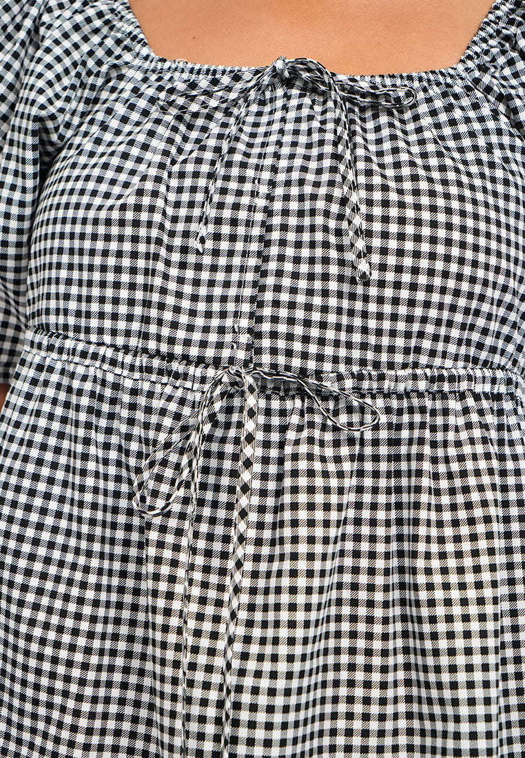 Gingham Short Sleeve Mini Dress