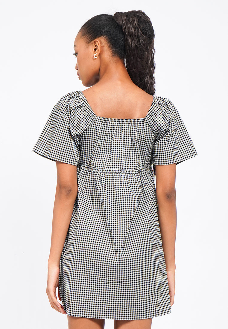 Gingham Short Sleeve Mini Dress