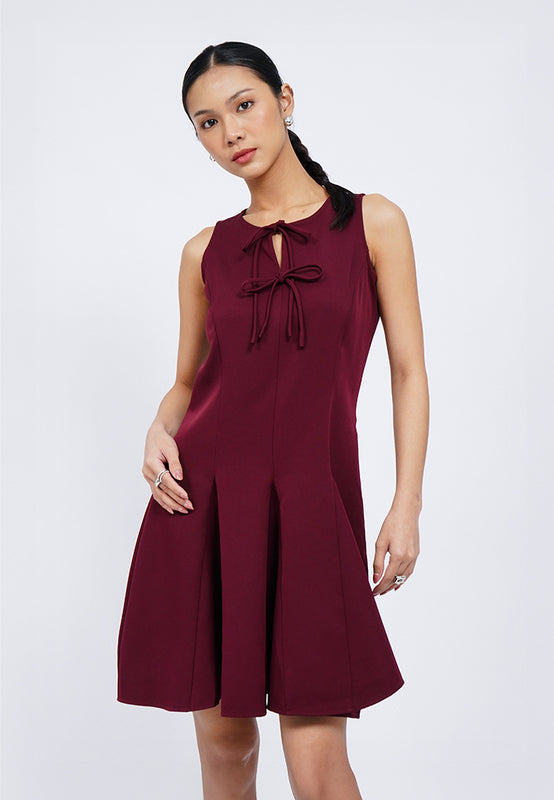 Ribbon Details Flowy Mini Dress