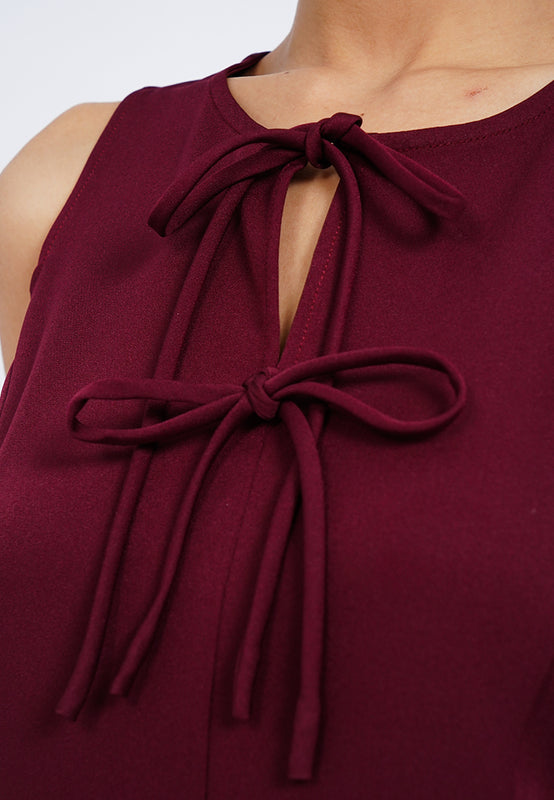 Ribbon Details Flowy Mini Dress