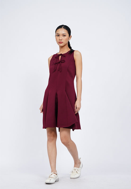 Ribbon Details Flowy Mini Dress