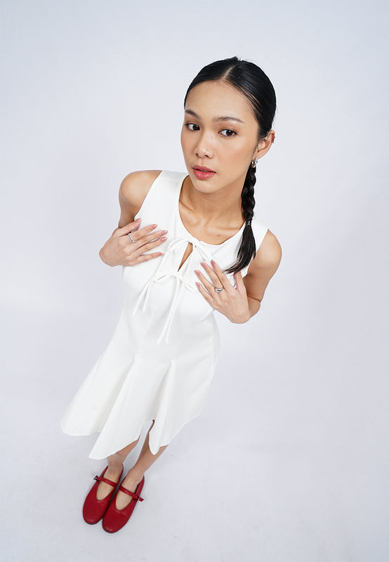 Ribbon Details Flowy Mini Dress