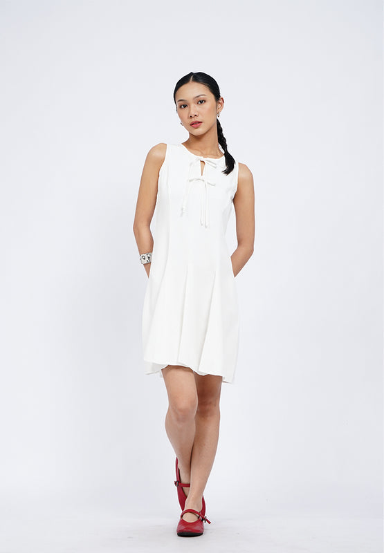 Ribbon Details Flowy Mini Dress