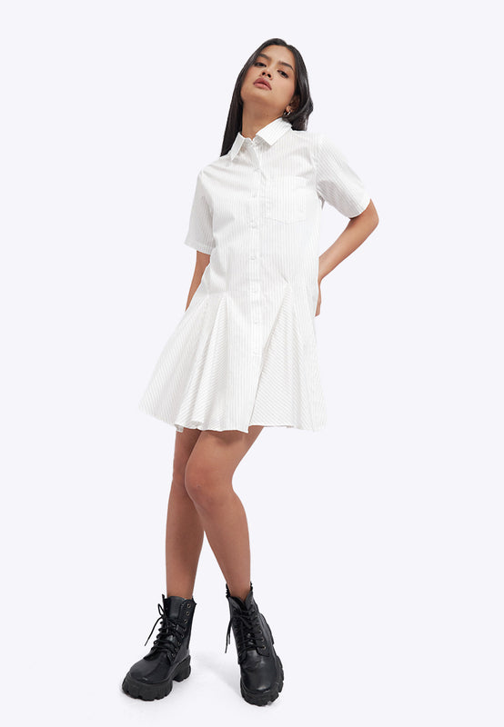 Mini Shirt Dress with Gored Hem