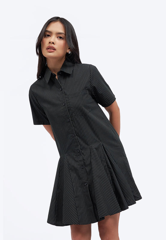 Mini Shirt Dress with Gored Hem
