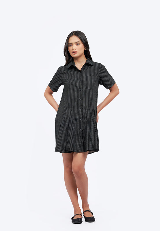 Mini Shirt Dress with Gored Hem