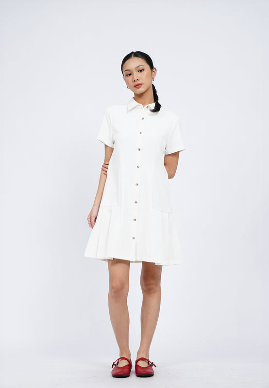 Button Up Collared Mini Dress