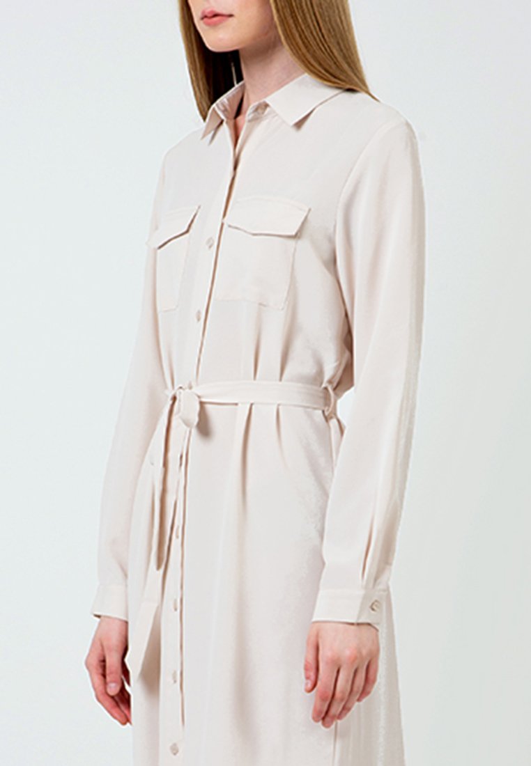 Beige Maxi Shirt Dress