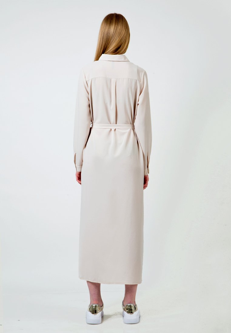 Beige Maxi Shirt Dress