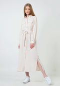 Beige Maxi Shirt Dress