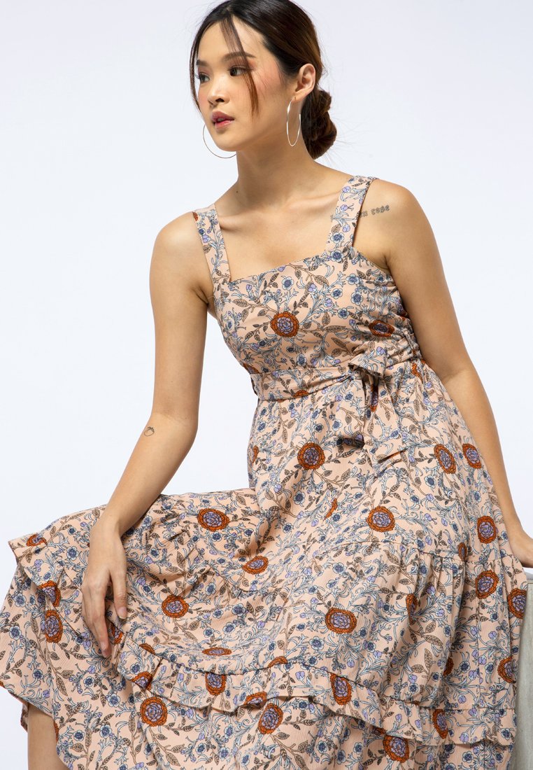 Printed Frill Tiered Dress