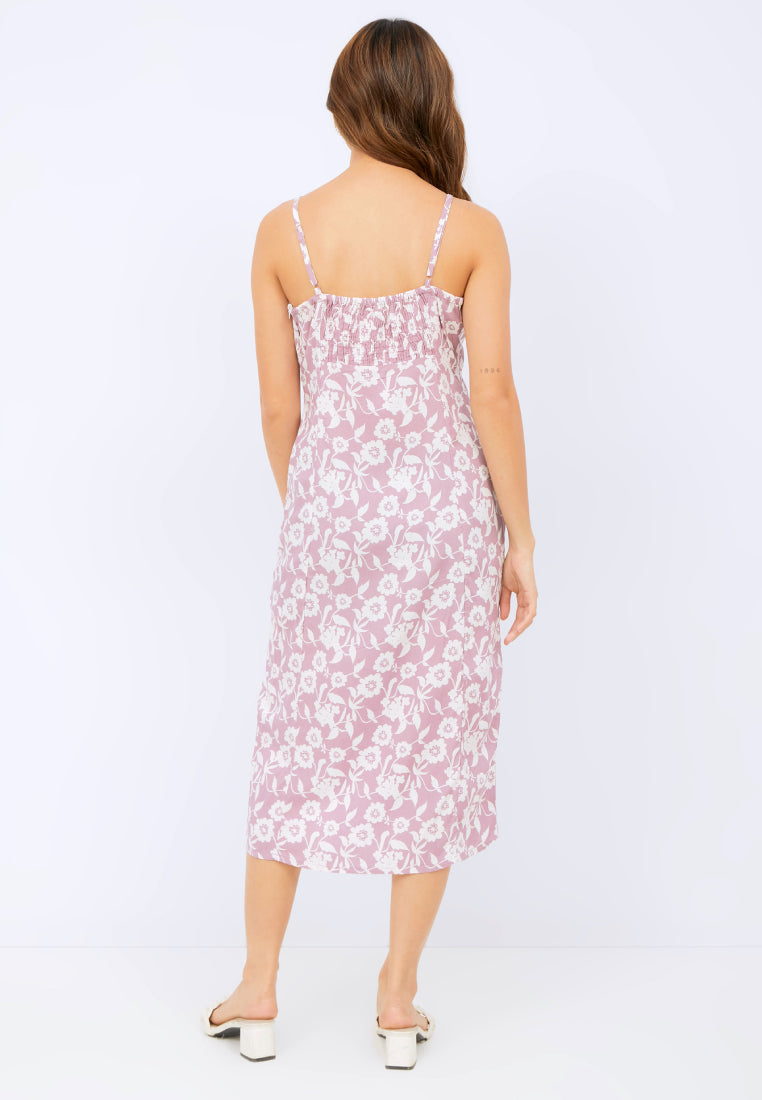 Gathered Dress with High Slit