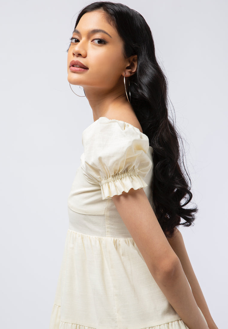 Tiered Dress with Puff Sleeves