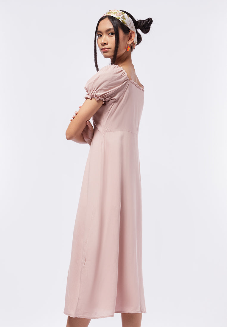 Puff Sleeves Midi Dress