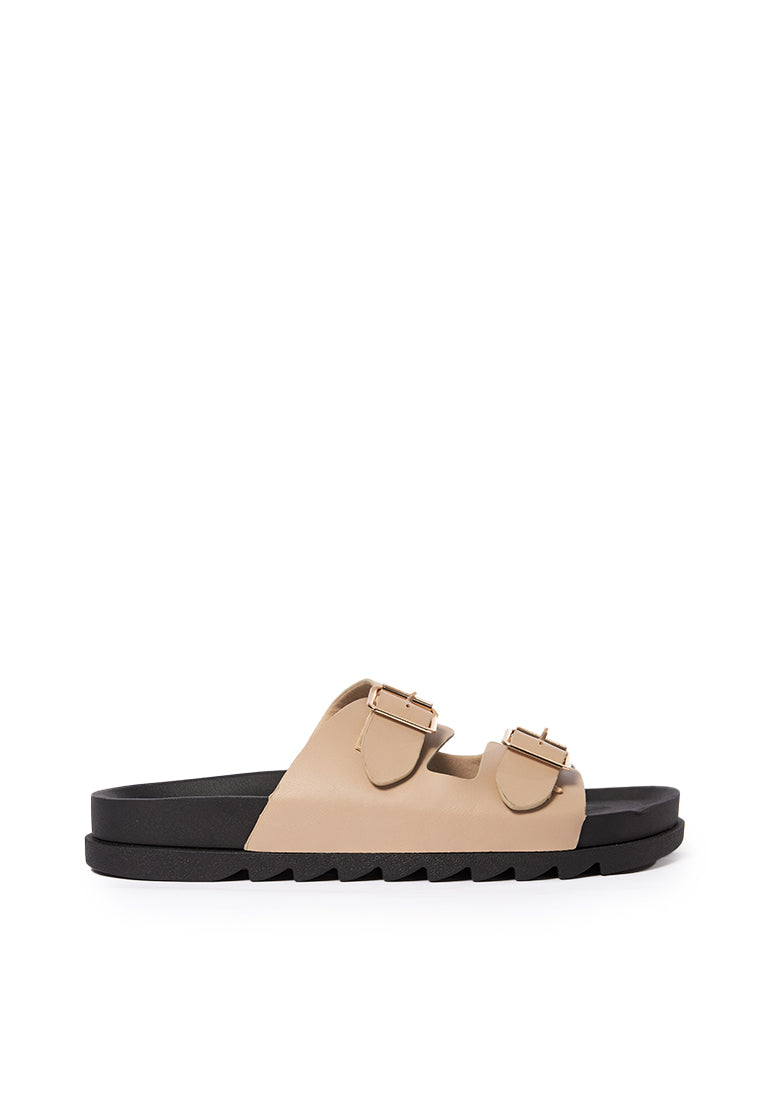 Double Buckle Sandals Taupe