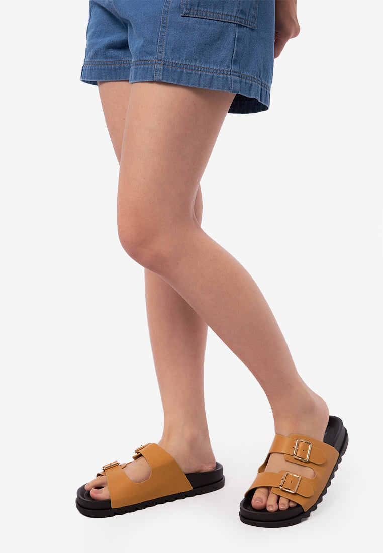 Double Buckle Sandals Mustard