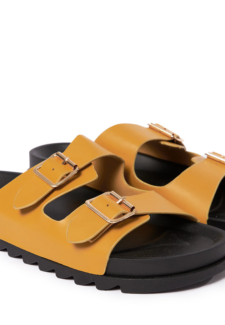 Double Buckle Sandals Mustard