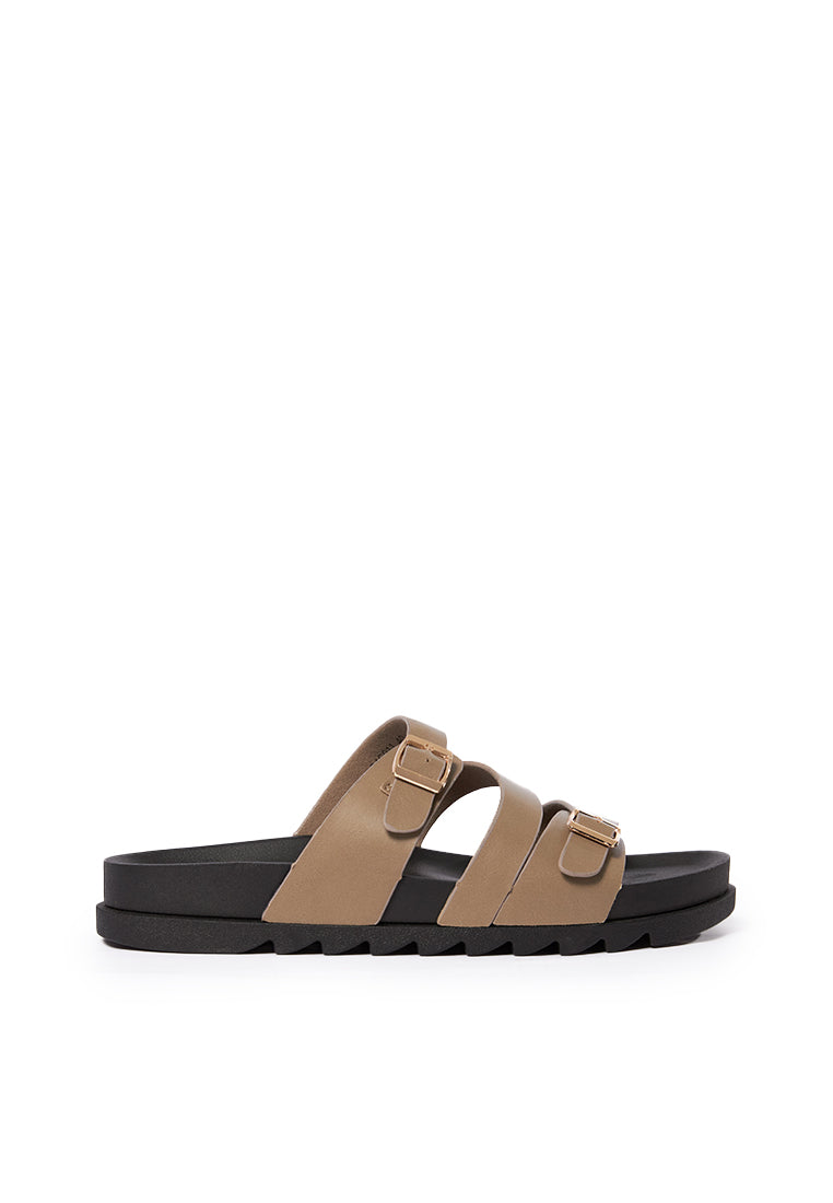 Triple Straps Sandals Khaki