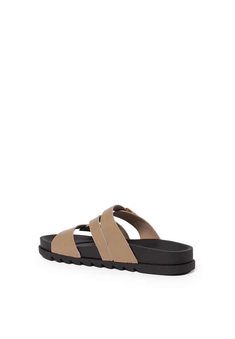Triple Straps Sandals Khaki