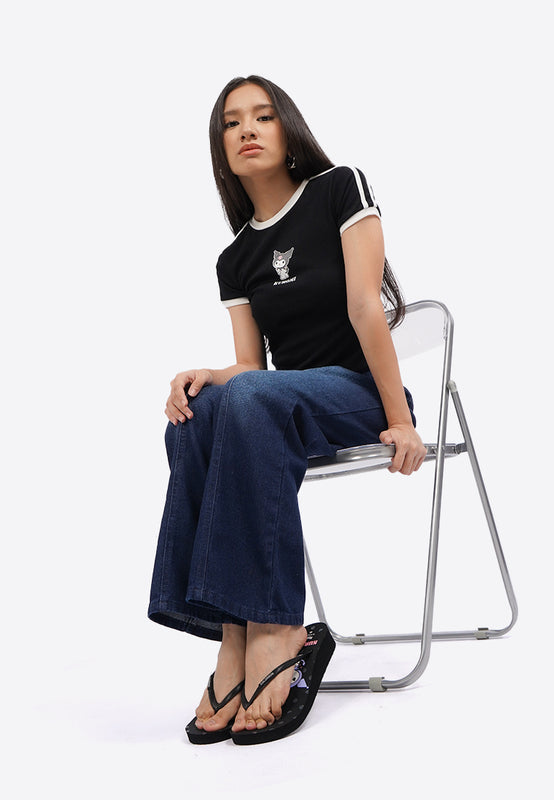 Kuromi Flip Flop Black