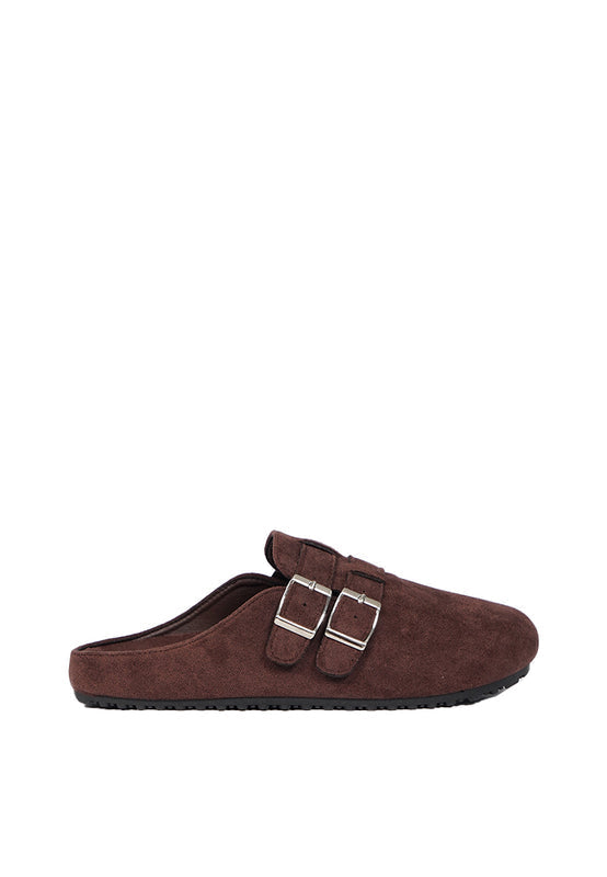 Brown Suede Buckle Sandals